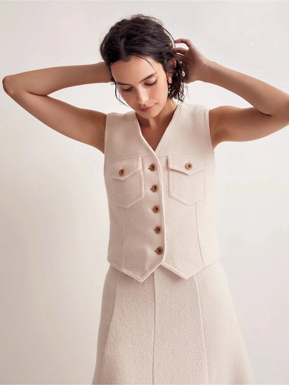 Madewell Boiled Wool Bouclé Vest in Cream Size Medium